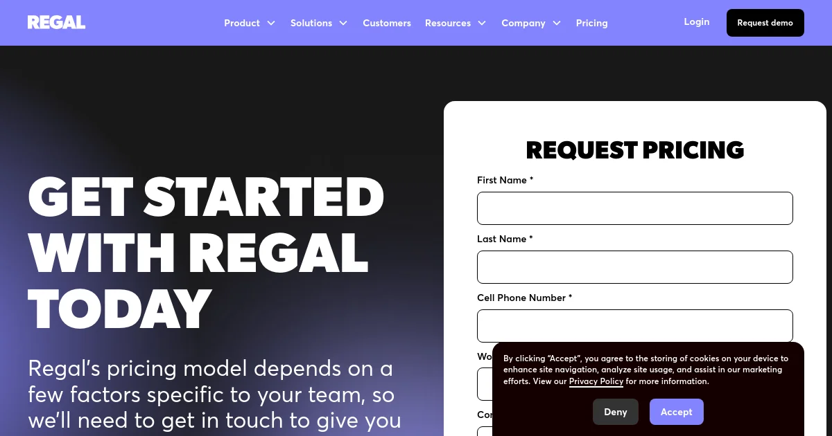 Regal Voice Inc. pricing page