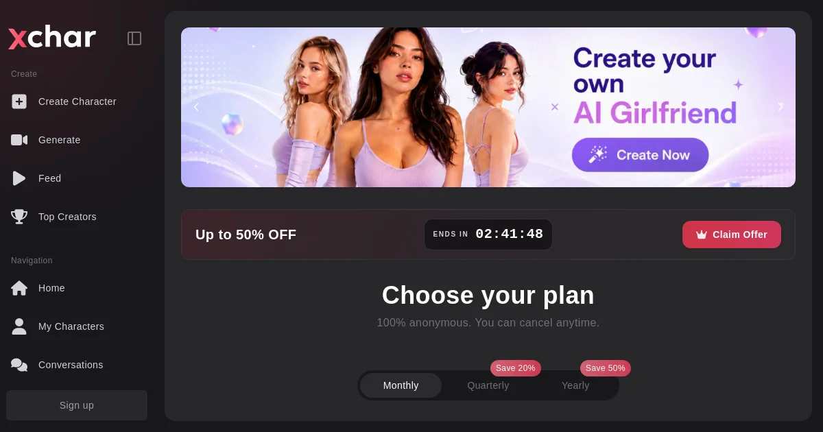 xchar AI pricing page