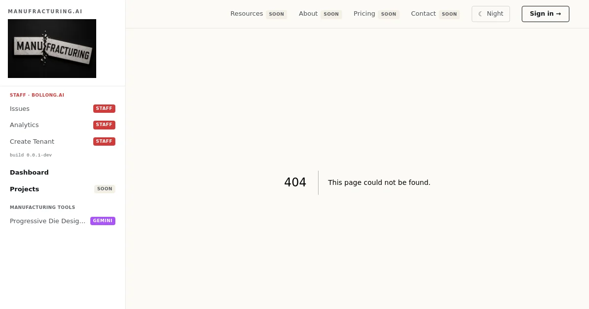 Manufracturing pricing page