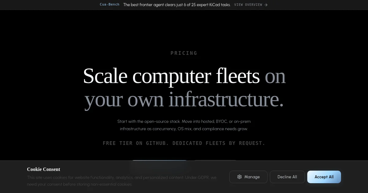 Cua pricing page