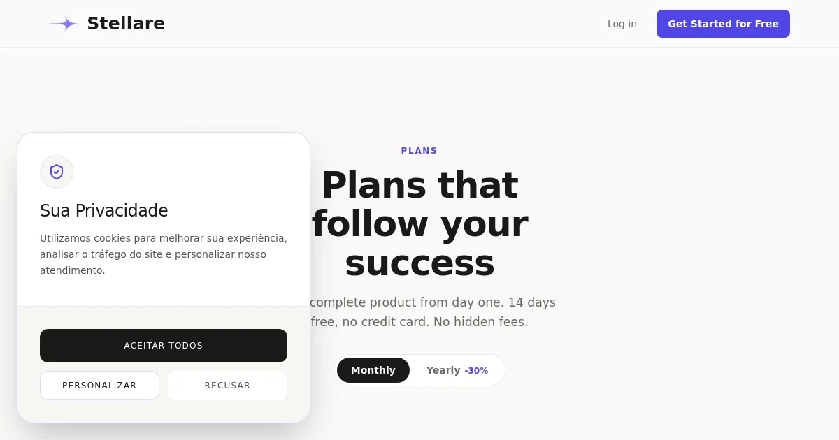 Stellare pricing page