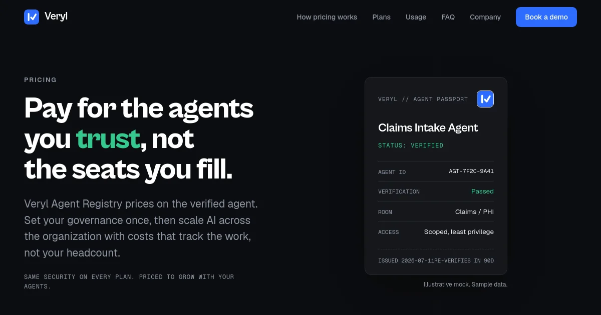 Veryl pricing page