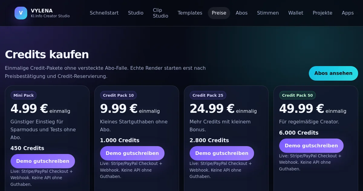 Vylena pricing page
