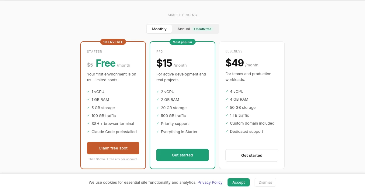 Host4 pricing page