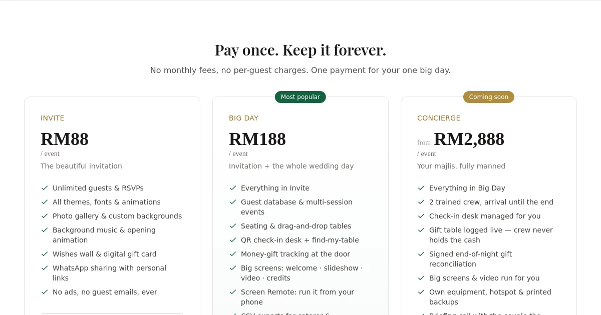 Jemput pricing page