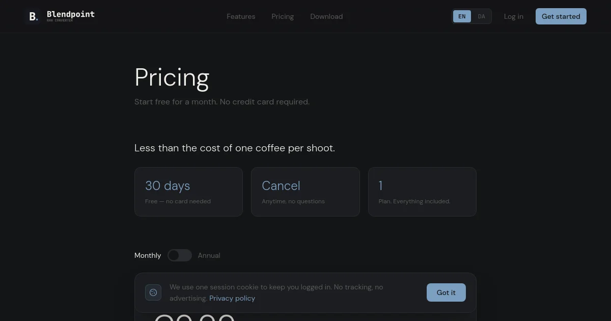 Blendpoint pricing page