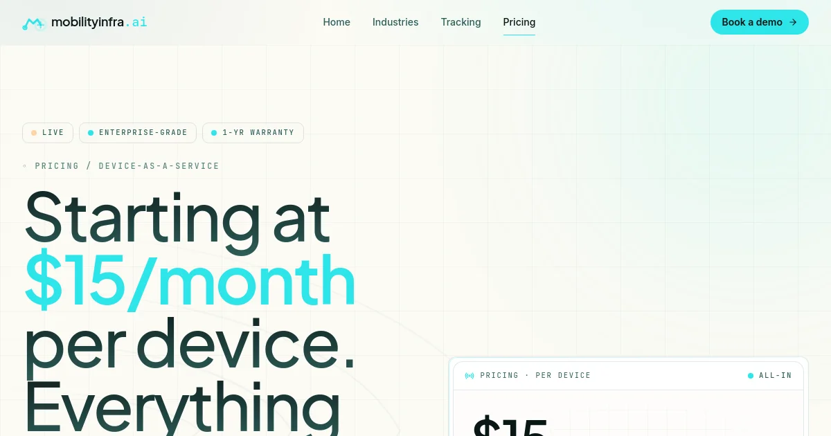 Mobilityinfra pricing page