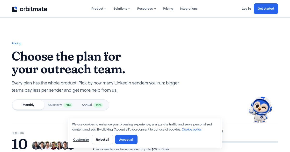 Orbitmate pricing page