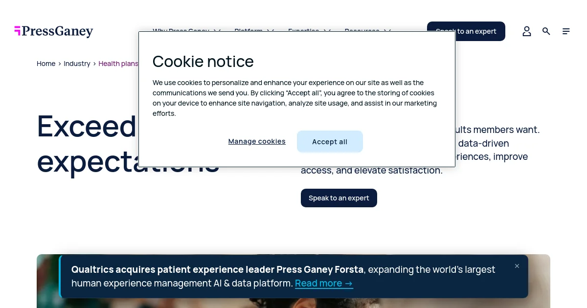 Press Ganey and Forsta pricing page