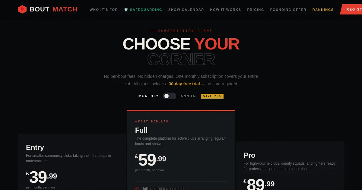 Boutmatch pricing page