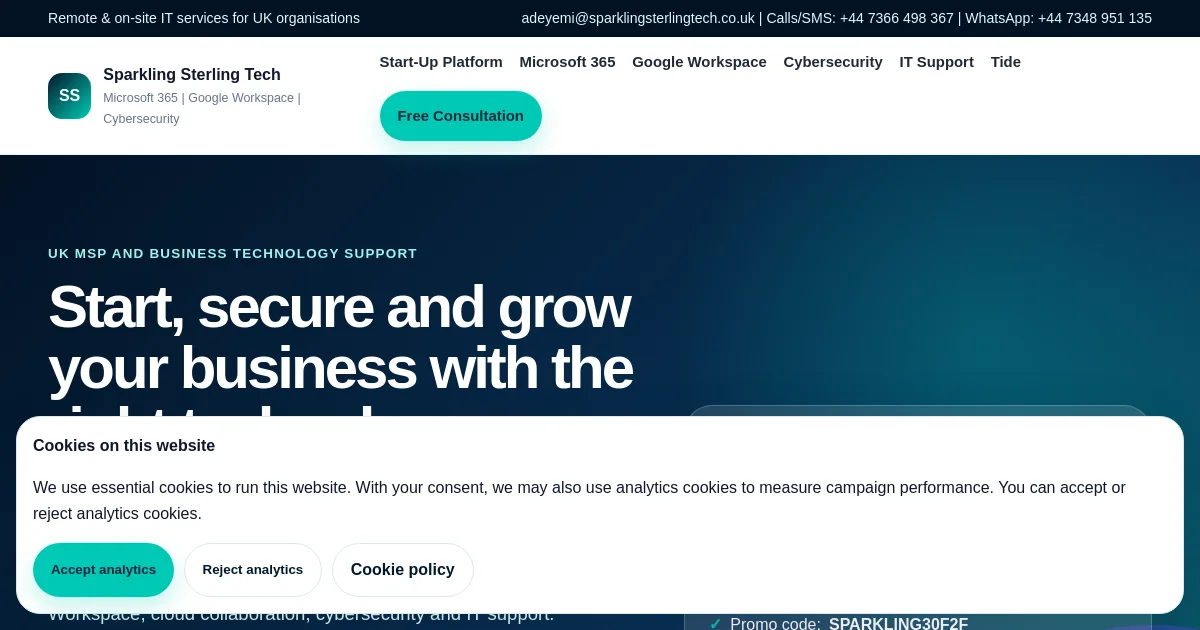 Sparkling Sterling Tech pricing page
