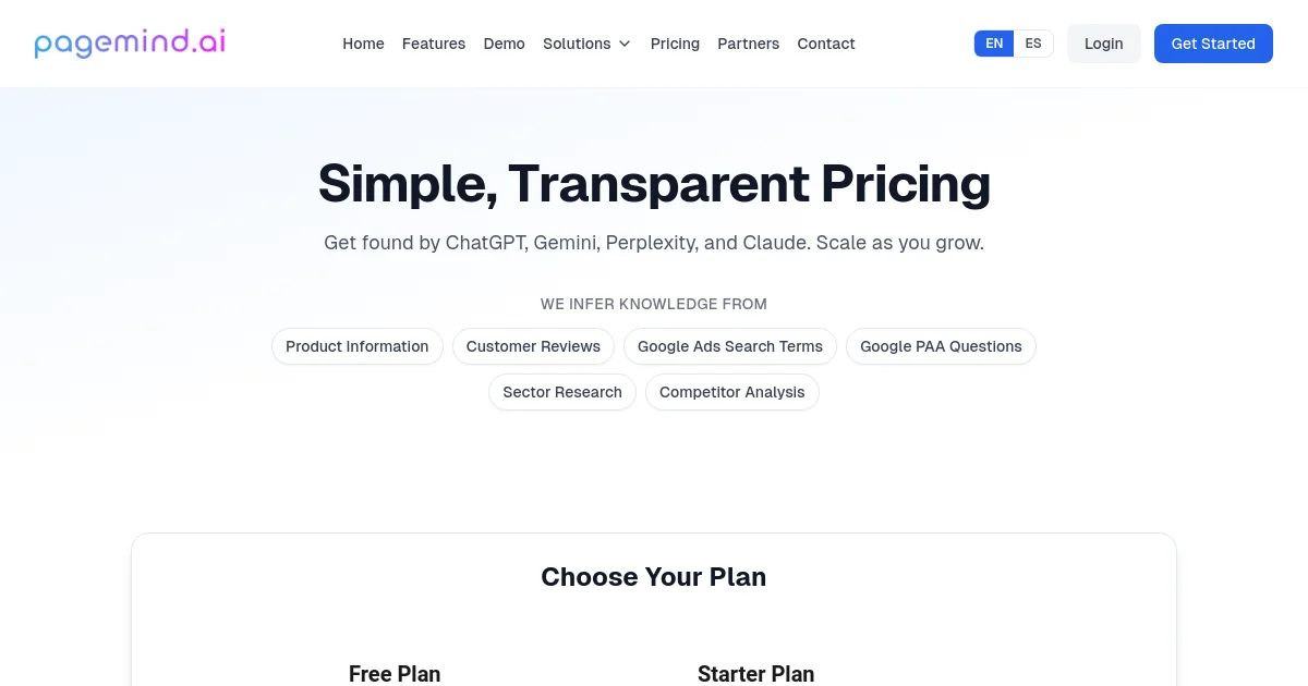 PageMind pricing page