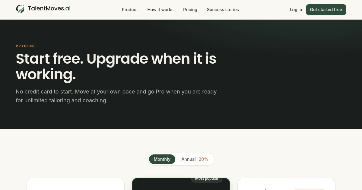 Talentmoves pricing page