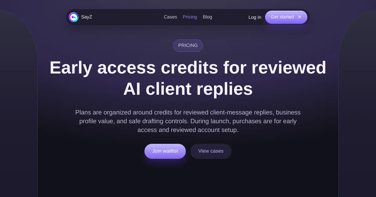 Sayz pricing page