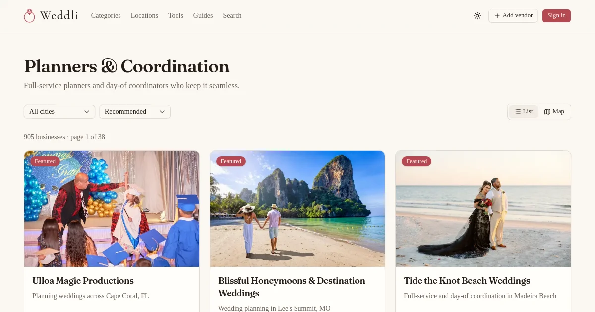 Weddli pricing page