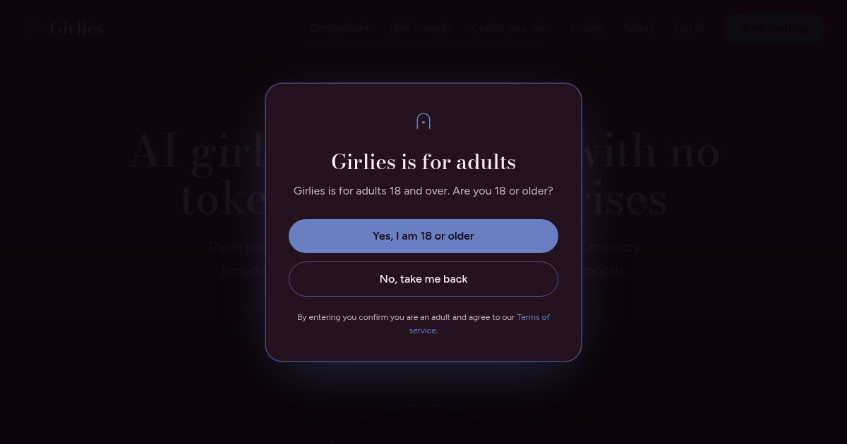 Girlies pricing page