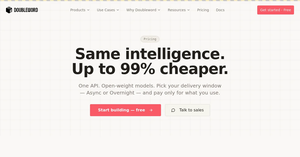 Doubleword pricing page