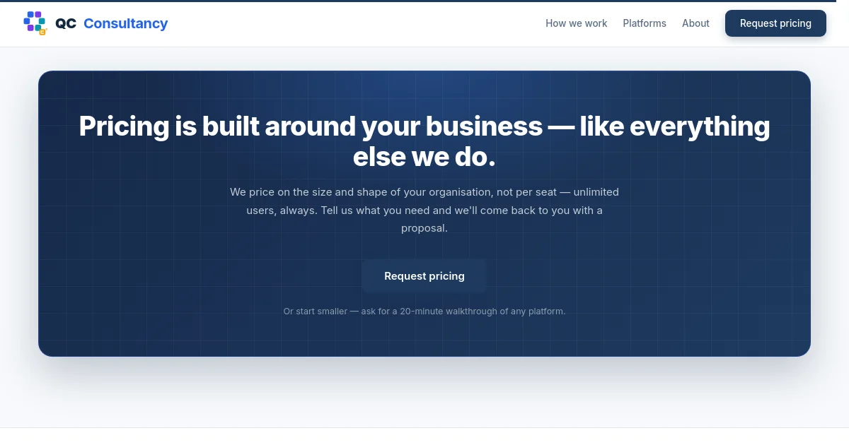 Qc Consultancy pricing page