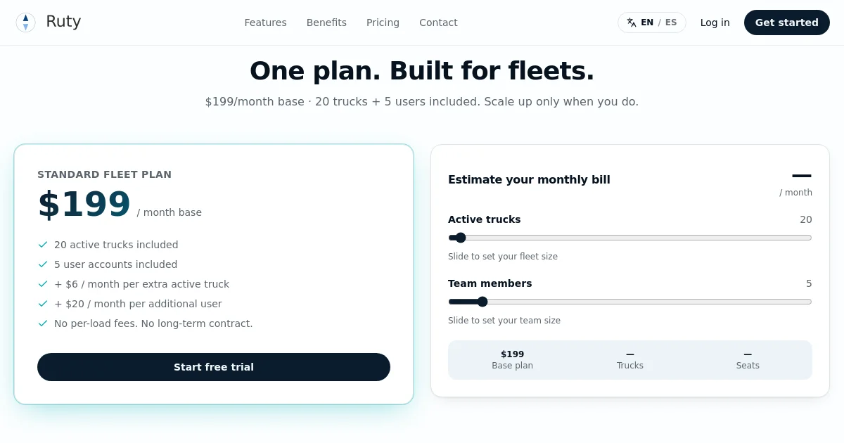 Ruty pricing page