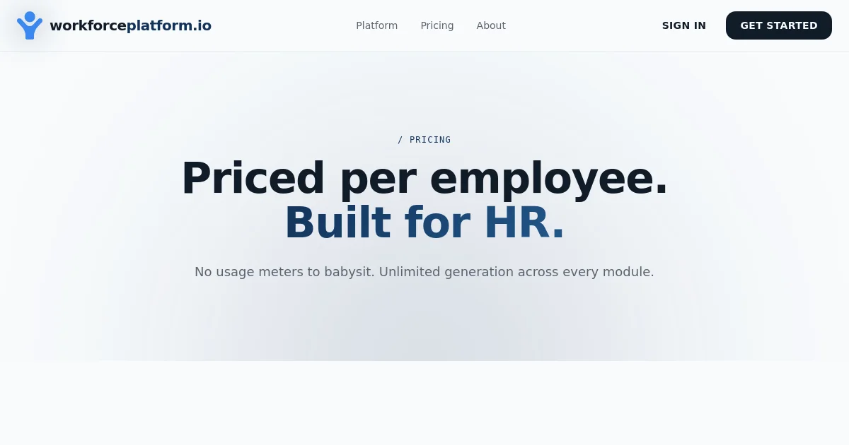 Workforceplatform pricing page
