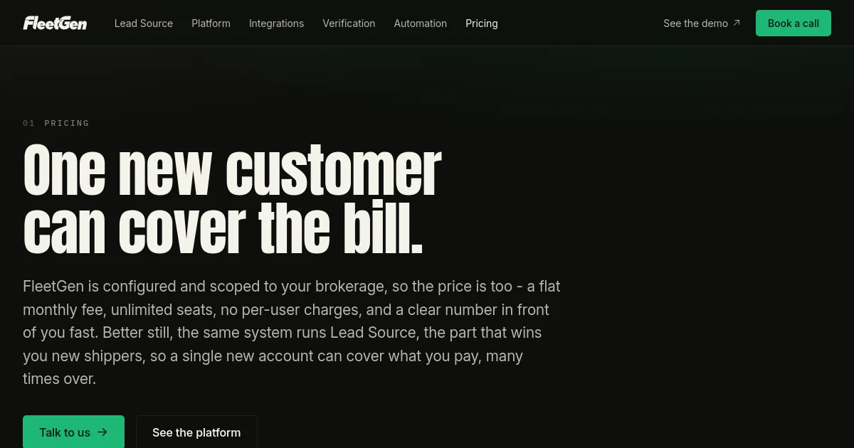 Fleetgen pricing page