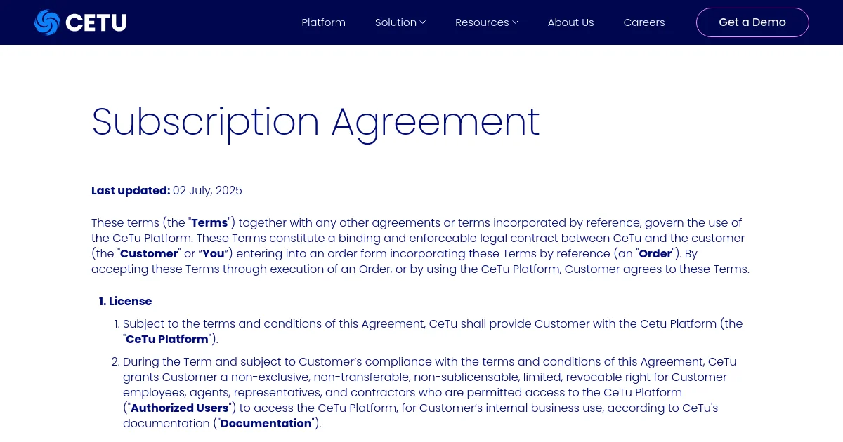 CeTu Systems pricing page