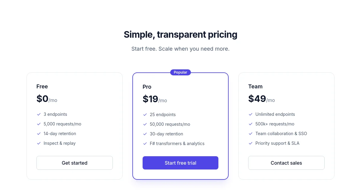 SuaveHooks pricing page