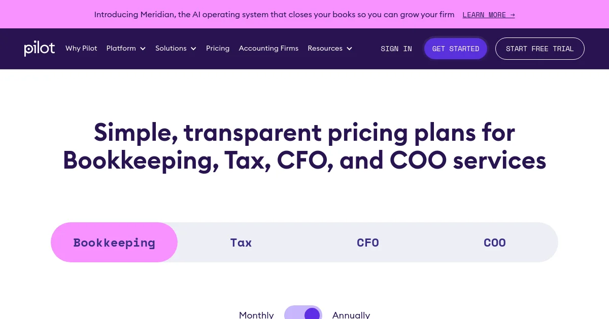 Pilot pricing page