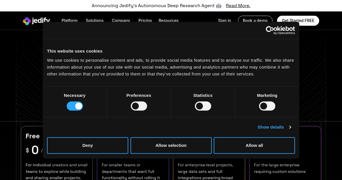 Jedify pricing page