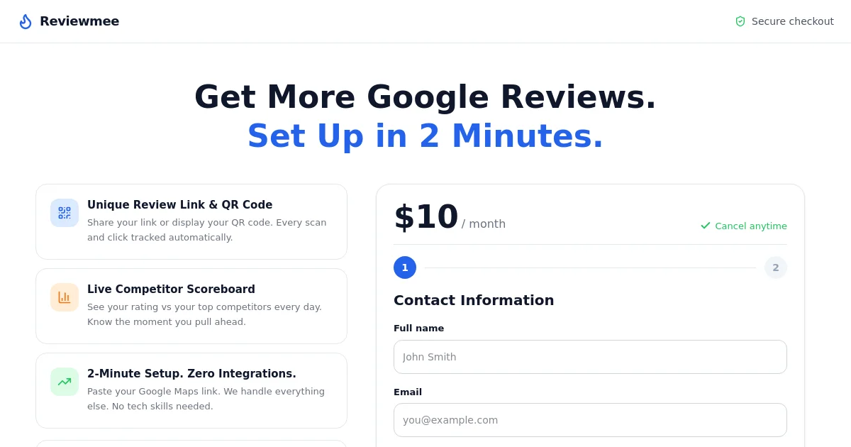 Reviewmee pricing page