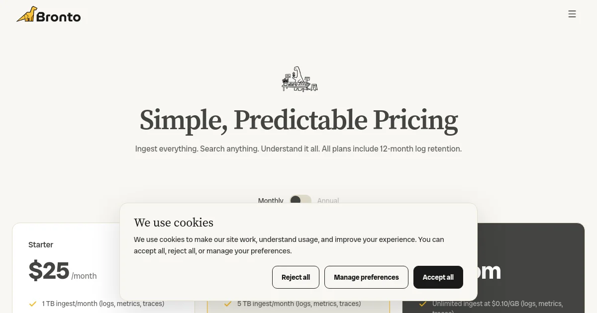 Bronto pricing page