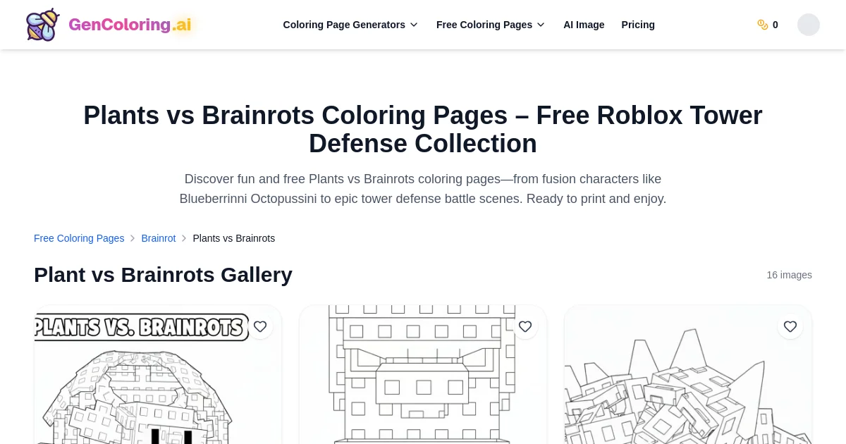 GenColoring AI pricing page