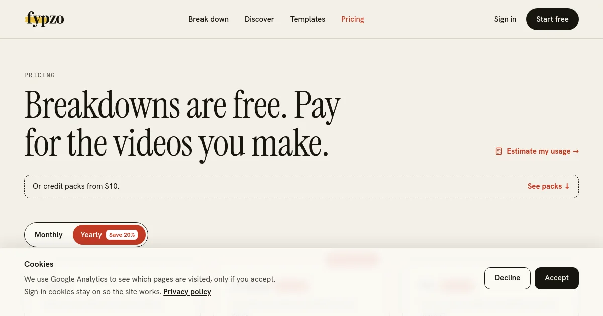 Fypzo pricing page