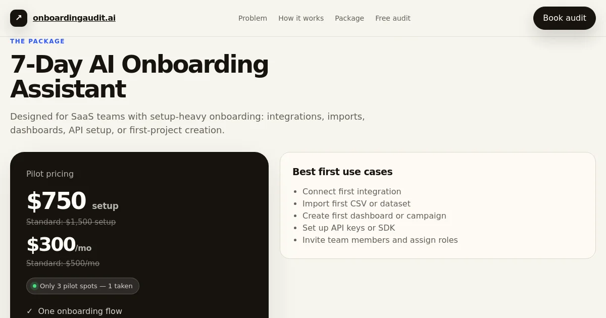Onboardingaudit pricing page