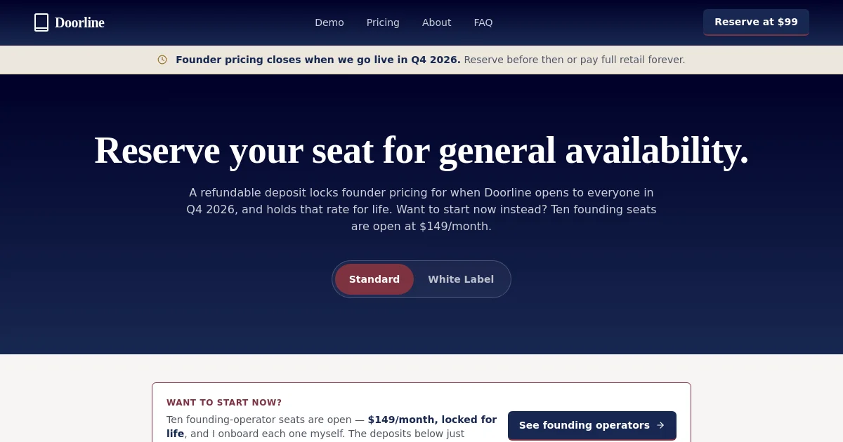 Doorline pricing page