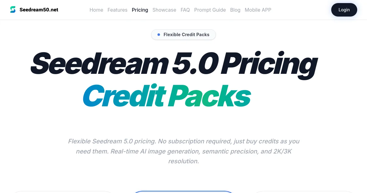 Seedream 5.0 AI pricing page