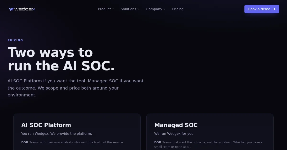 Wedgex pricing page