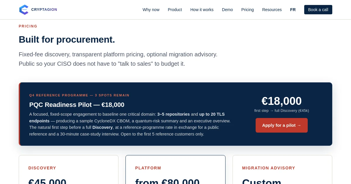 Cryptagion pricing page