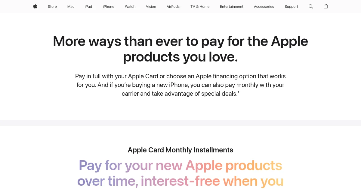Apple pricing page