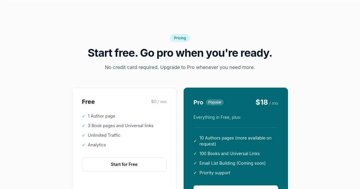 Bookllo Publishing LLC pricing page