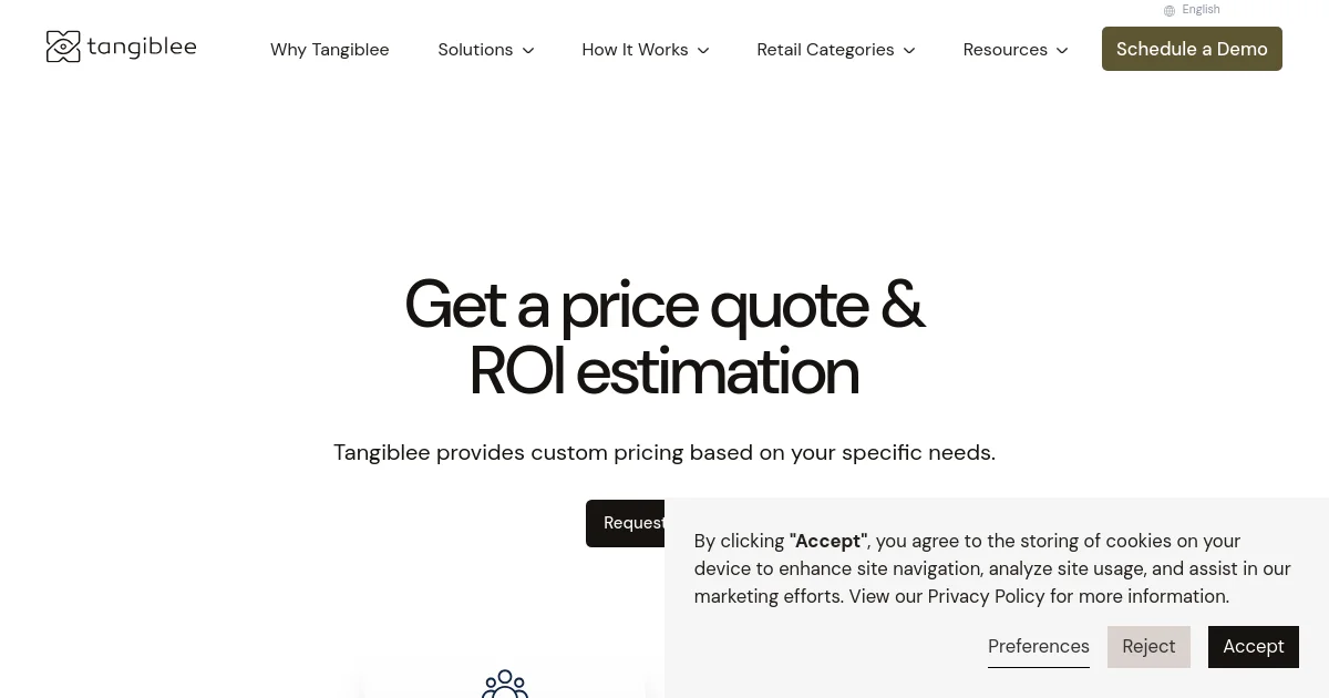 Tangiblee pricing page
