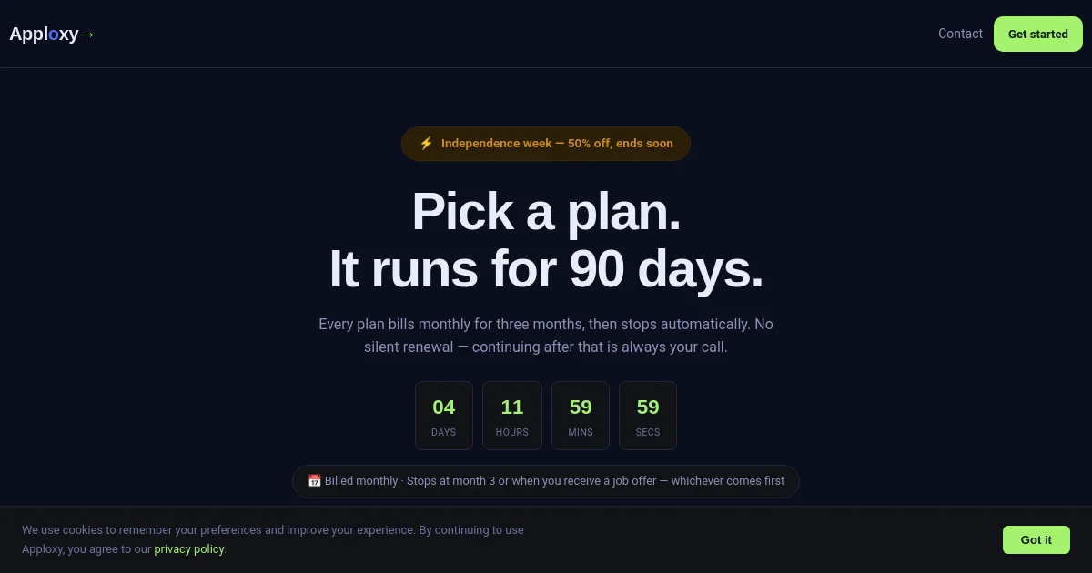 Apploxy pricing page