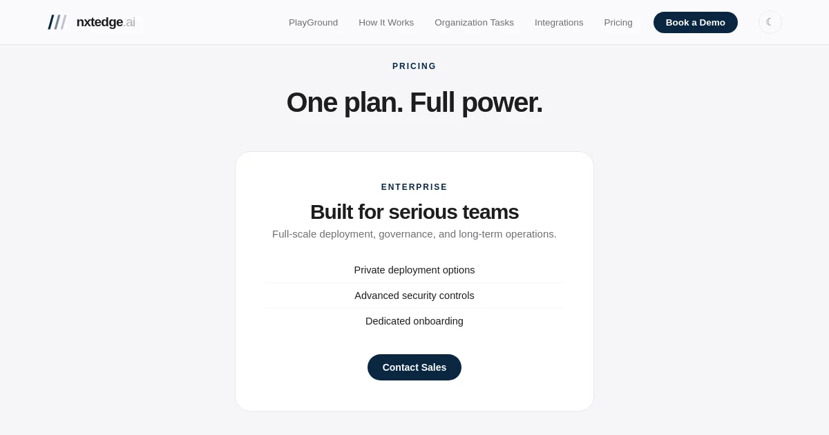 Nxtedge pricing page