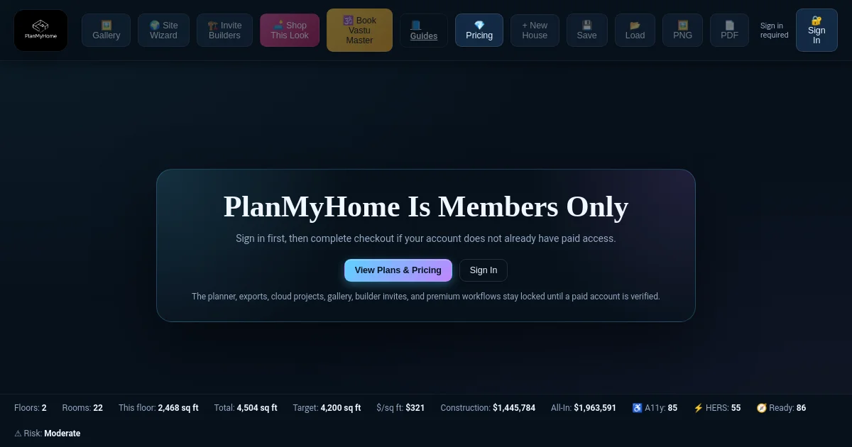 Planmyhome pricing page