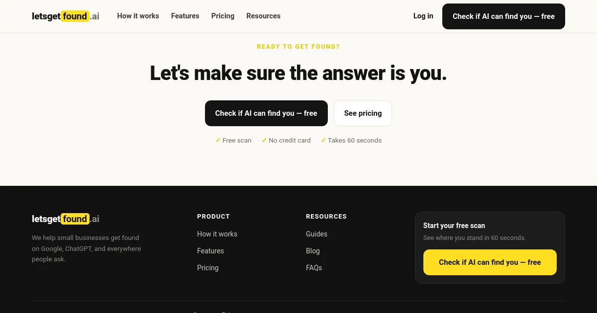 Letsgetfound pricing page