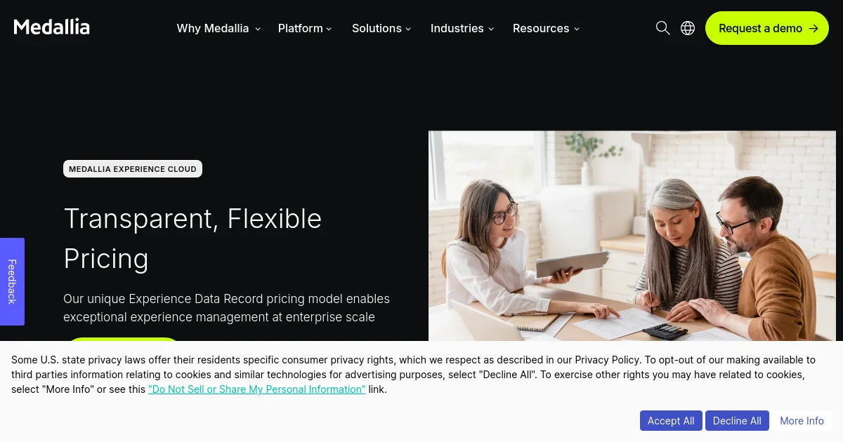 Medallia pricing page