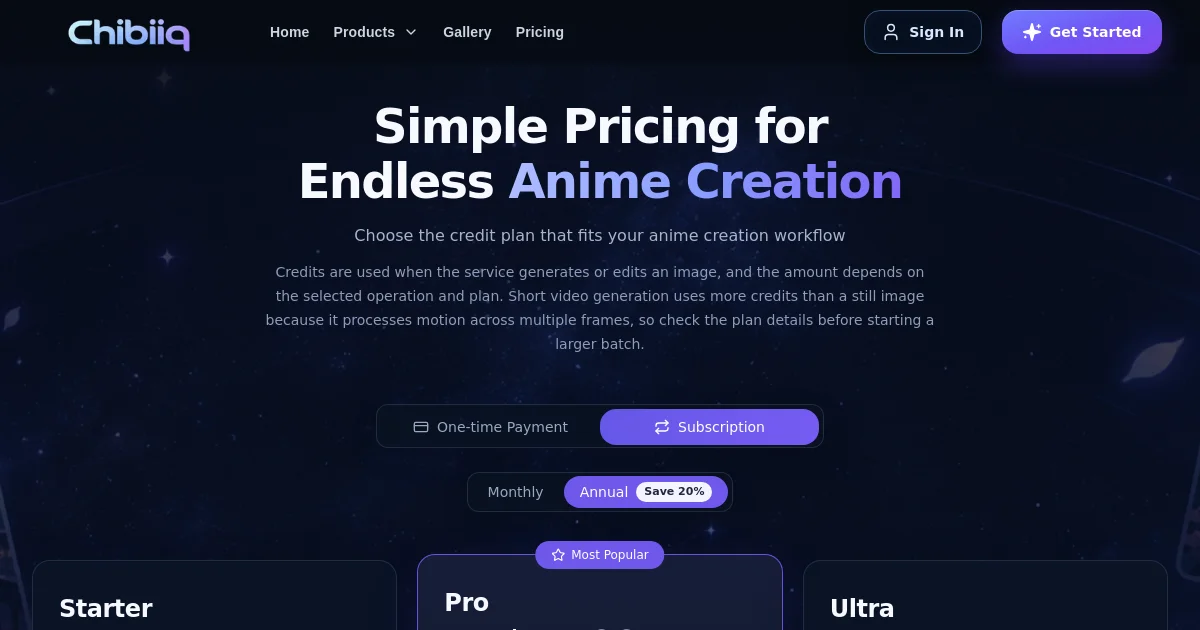 Chibiiq pricing page