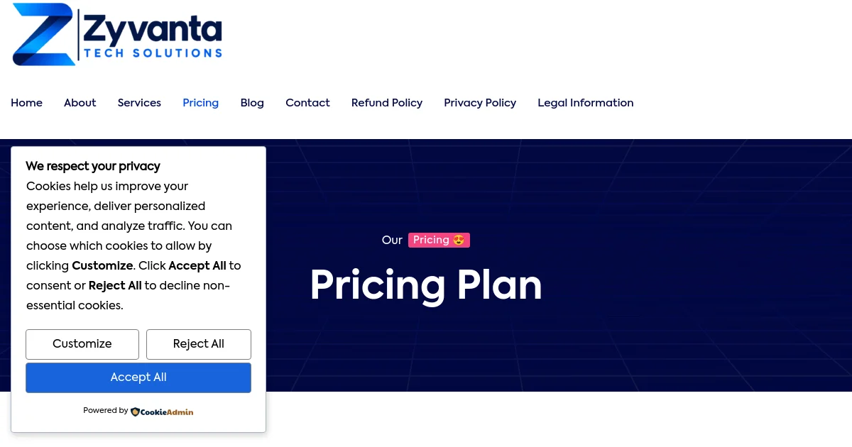 Zyvanta Tech Solutions pricing page