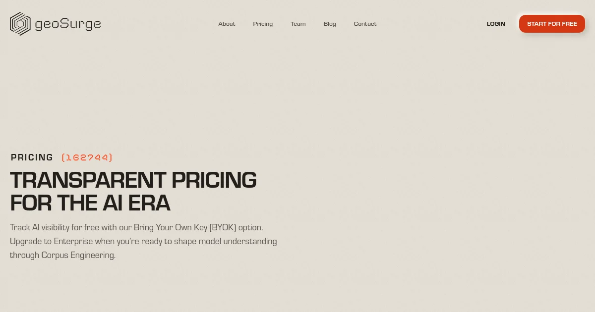 geoSurge pricing page