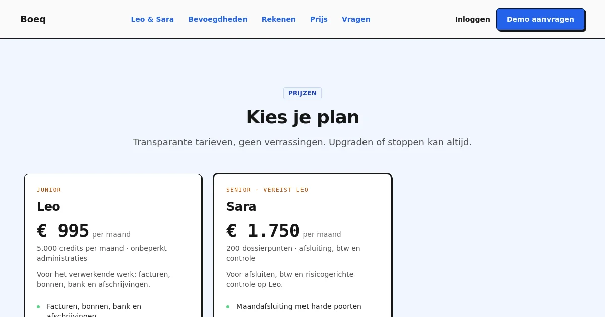 Boeq pricing page